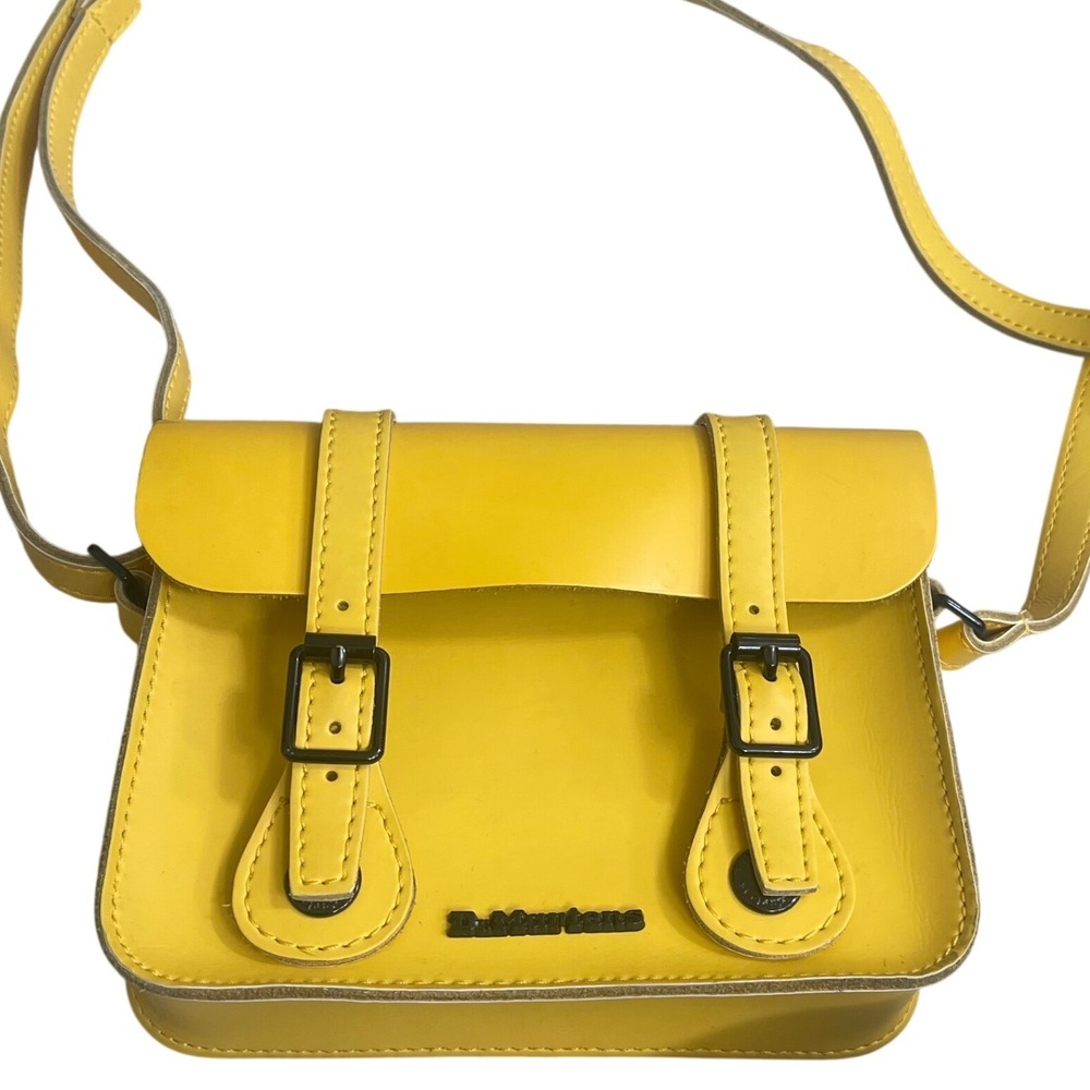 Dr  Martens 7 Inch Yellow Leather Satchel Mini Crossbody Bag Buckle Accent
